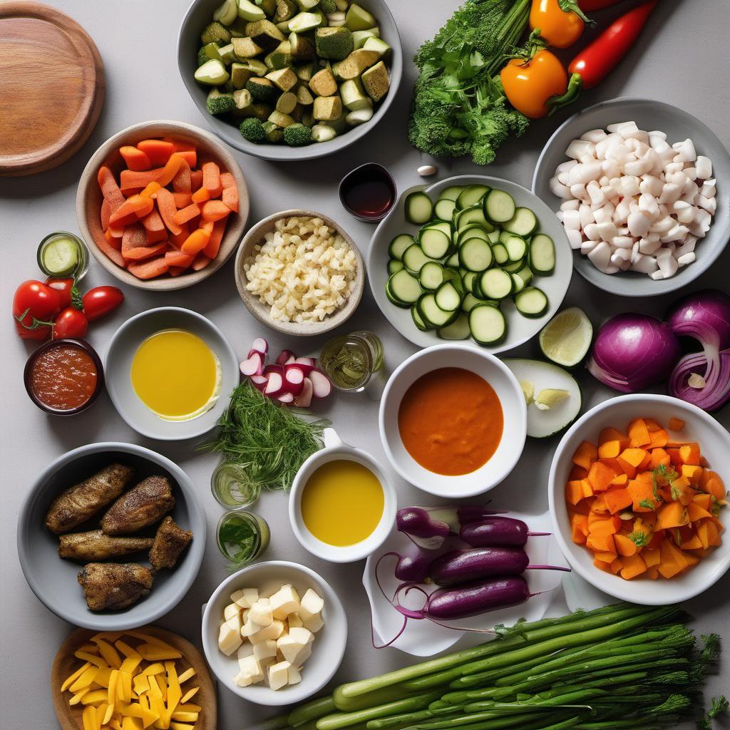 Items needed to answer the question, How do I make delicious kebabs. Items include:  Protein  Vegetables  Marinade ingredients  Skewers