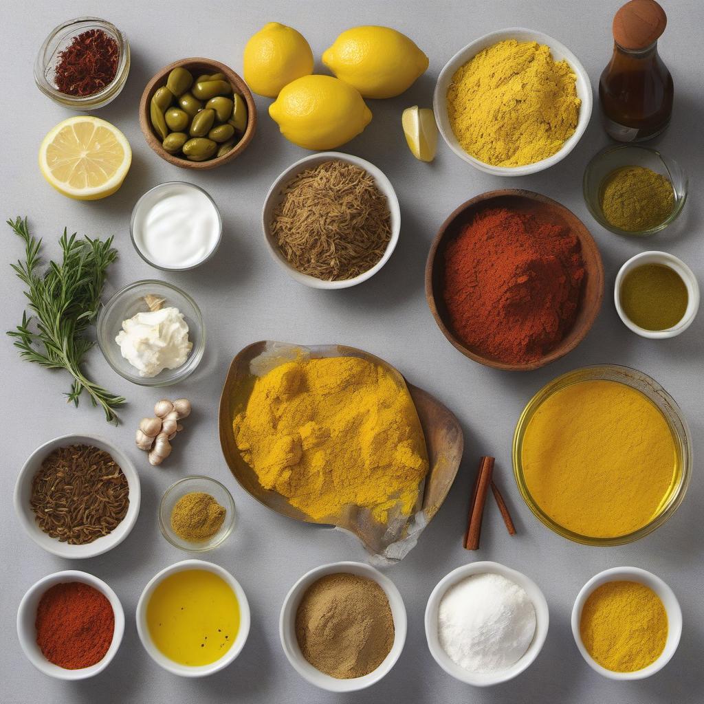 Items needed to answer the question, How do I make Shawarma at home. Items include:  Olive oil  Lemon juice  Garlic powder  Cumin  Paprika  Turmeric  Cinnamon  Salt  Pepper  Chicken, beef, or lamb slices  Yogurt  Tahini  Garlic  Pita bread  Toppings (tomatoes, cucumbers, onions, pickles, etc.)