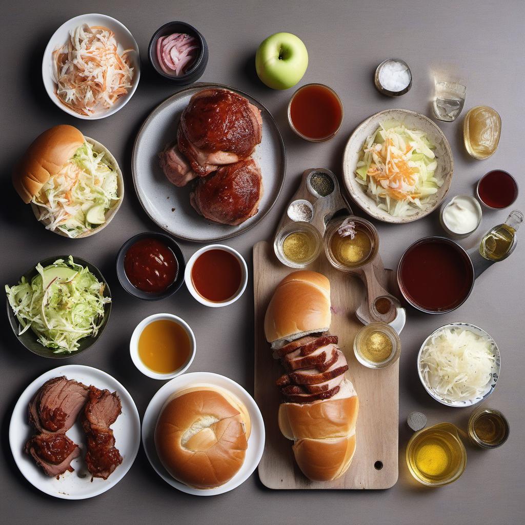 Items needed to answer the question, How do I make Carolina Pulled Pork Sliders. Items include:  Pork shoulder  Salt  Pepper  Oil  BBQ sauce  Apple cider vinegar  Slider buns  Coleslaw