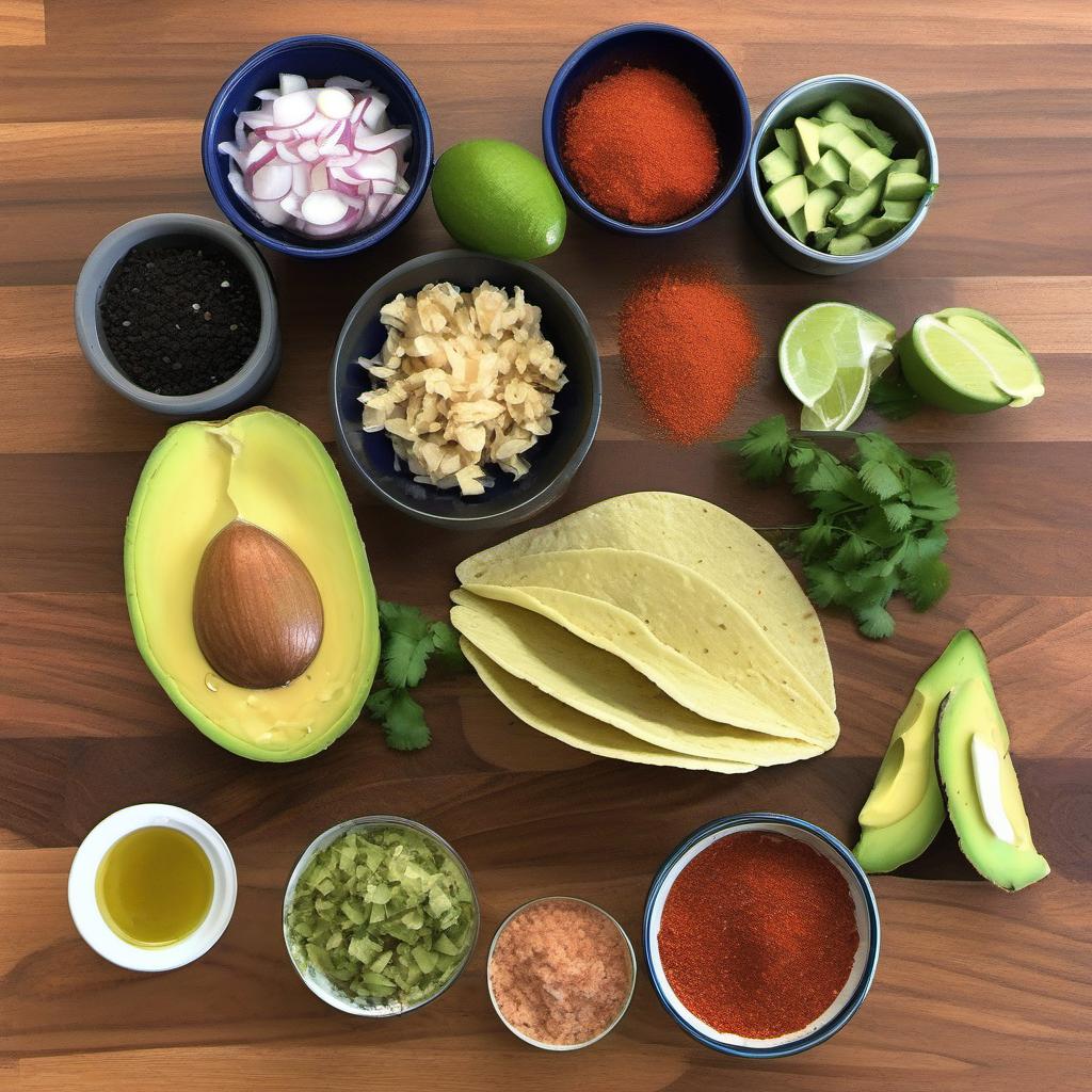 Items needed to answer the question, How do I whip up mouthwatering jackfruit tacos for Taco Tuesday. Items include:  Young green jackfruit  Olive oil  Salt  Pepper  Taco seasoning  Onion  Garlic cloves  Taco shells or tortillas  Avocado  Cilantro  Tomatoes  Lime juice
