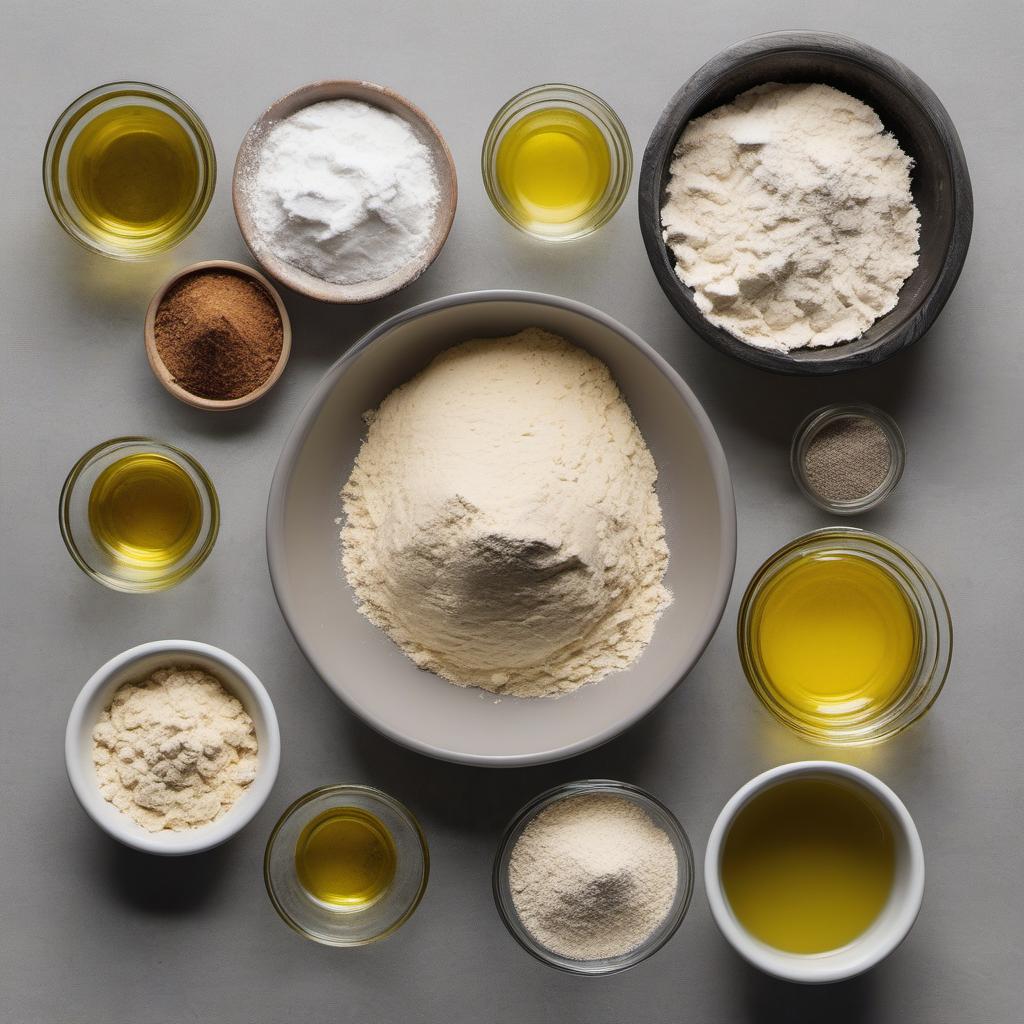 Items needed to answer the question, How do I make homemade pizza dough. Items include:  all-purpose flour  salt  sugar  active dry yeast  warm water  olive oil