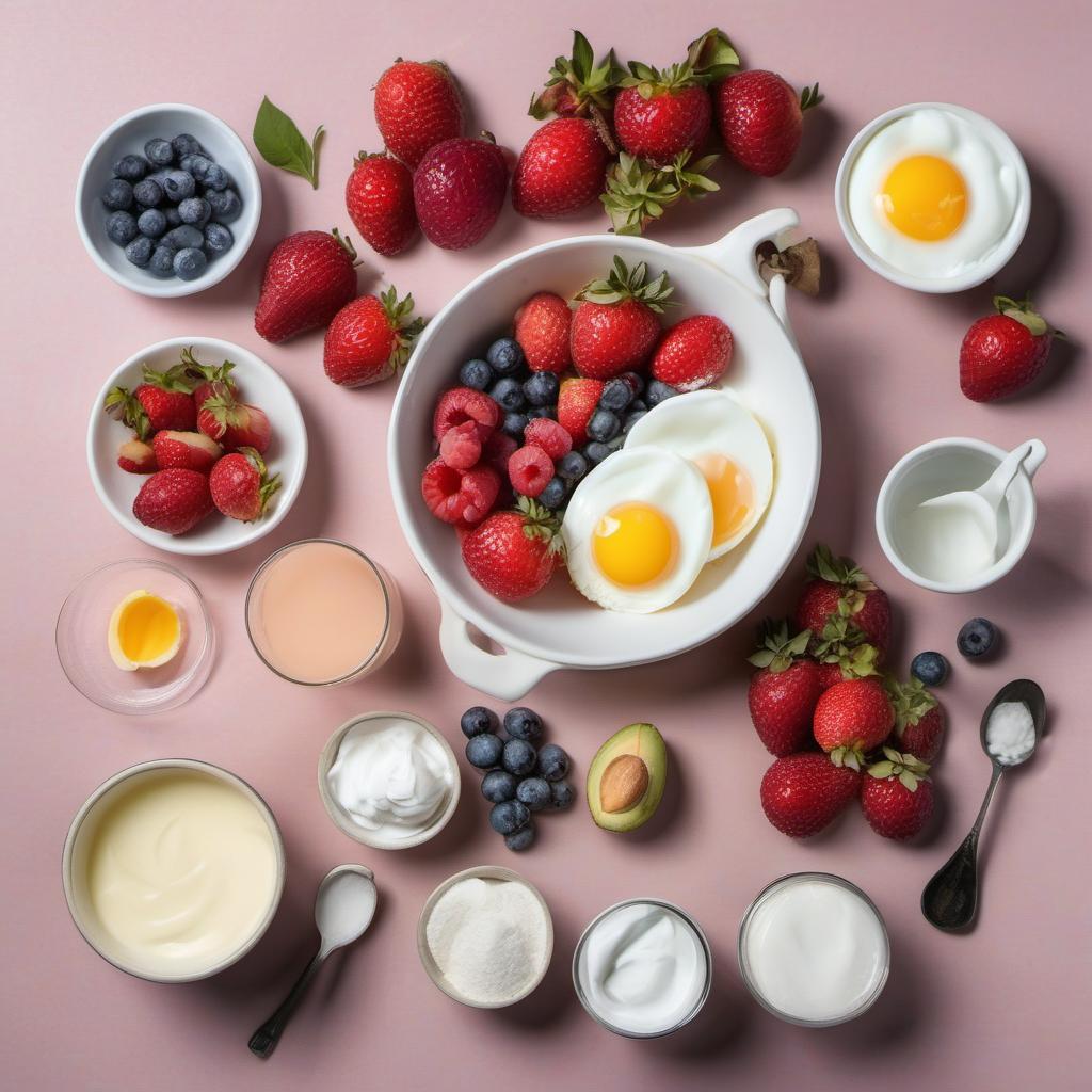 Items needed to answer the question, How do I make a show-stopping Pavlova. Items include:  Egg whites  Sugar  Cornstarch  Vinegar  Whipped cream  Fresh fruit