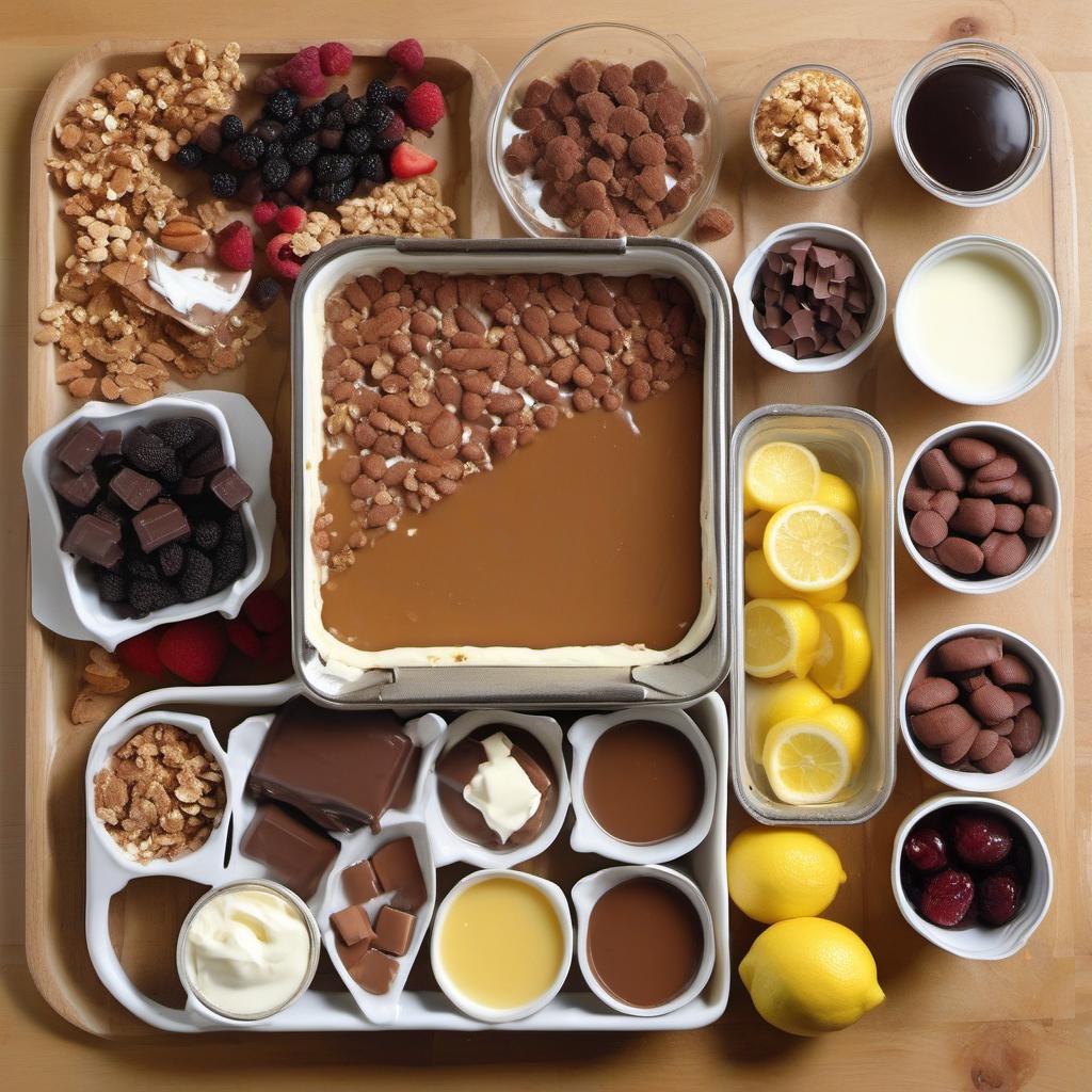 Items needed to answer the question, How do I add a twist to Tres Leches Cake. Items include:  Cake Mix  Vanilla Extract  Lemon Zest  Fresh Fruit  Sweetened Condensed Milk  Evaporated Milk  Whole Milk  Liqueur (optional)  Heavy Cream  Powdered Sugar  Caramel Sauce  Crushed Nuts  Chocolate Shavings