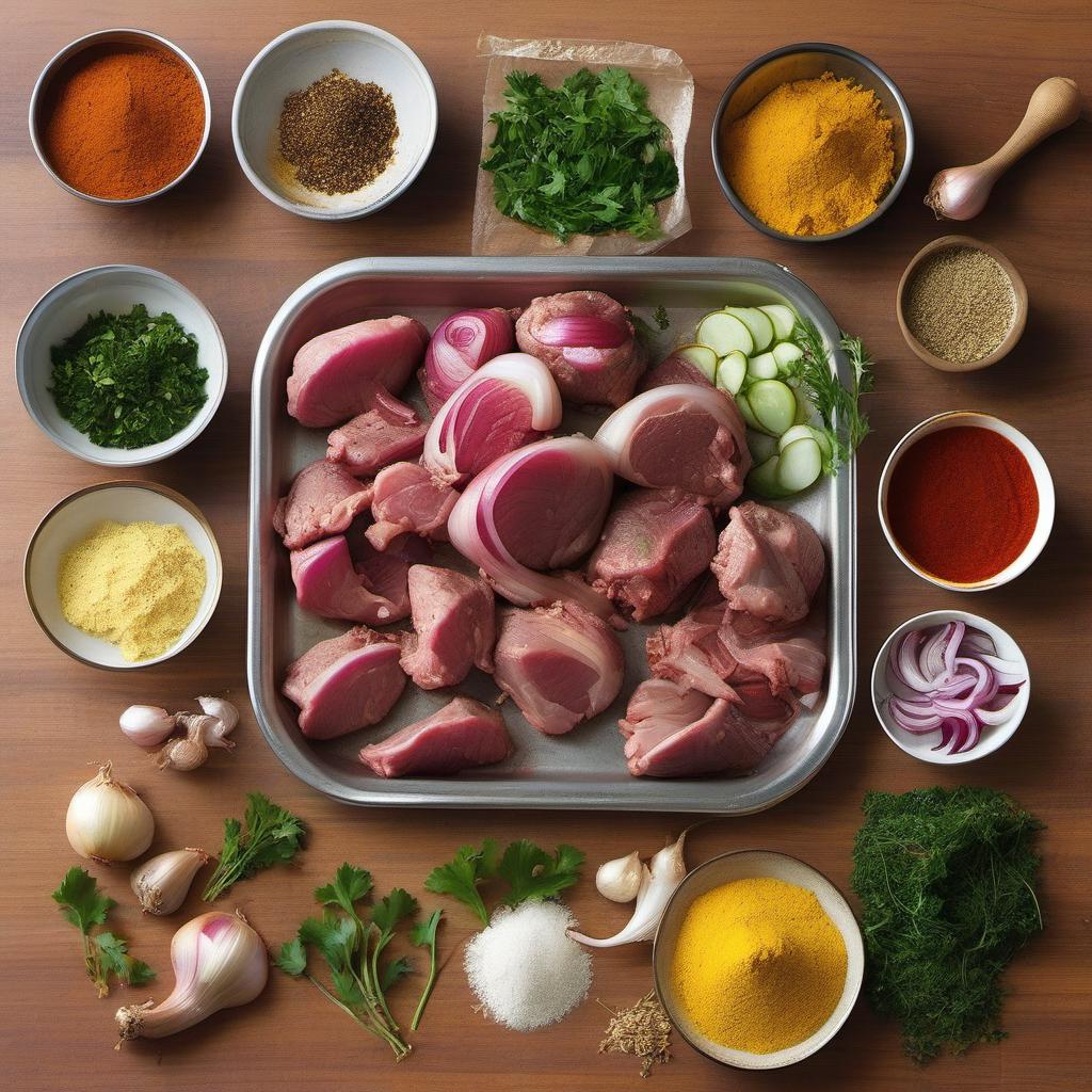 Items needed to answer the question, How do I make Rogan Josh at home. Items include:  Boneless lamb  Vegetable oil  Onions  Garlic cloves  Ginger  Ground cumin  Ground coriander  Turmeric powder  Paprika  Chili powder  Ground cardamom  Tomatoes  Plain yogurt  Salt  Fresh cilantro