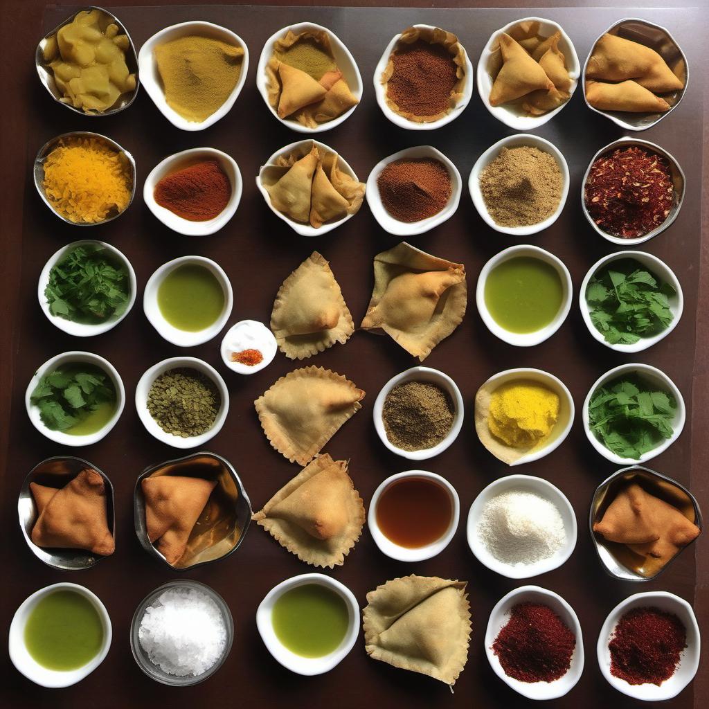Items needed to answer the question, How do I make samosa chaat. Items include:  Samosas  Tamarind Pulp  Jaggery  Roasted Cumin Powder  Red Chili Powder  Salt  Mint Leaves  Coriander Leaves  Green Chili  Lemon Juice  Ginger  Garlic  Onions  Tomatoes  Cilantro  Sev  Chaat Masala  Lemon Juice (for garnish)  Yogurt or Hung Curd (optional)  Red Chili Powder or Green Chilies (optional)