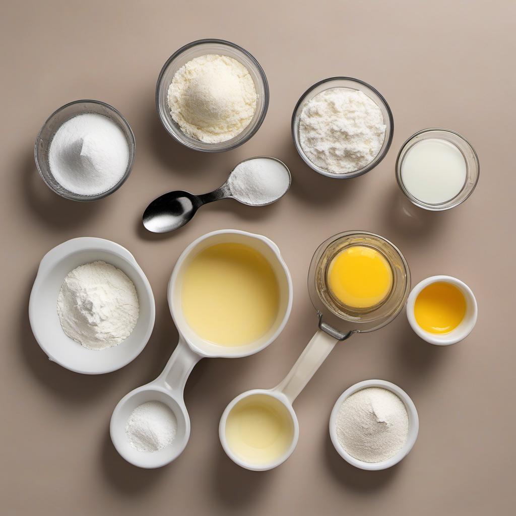 Items needed to answer the question, How do I make Æbleskiver for a crowd. Items include:  flour  sugar  baking powder  salt  milk  eggs  melted butter