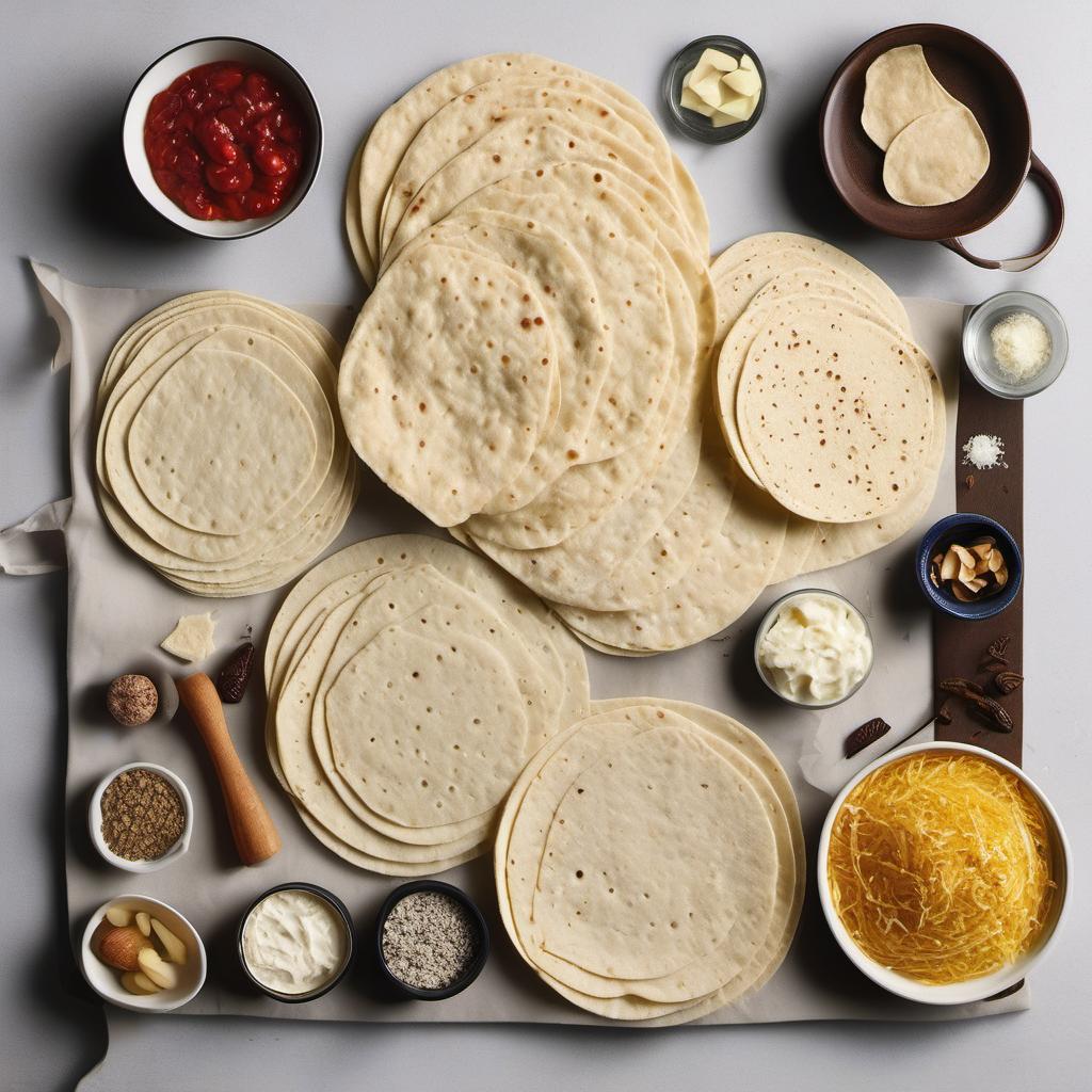 Items needed to answer the question, How do I jazz up my Lefse with creative fillings. Items include:  Lefse  Spread of Choice  Creative Fillings
