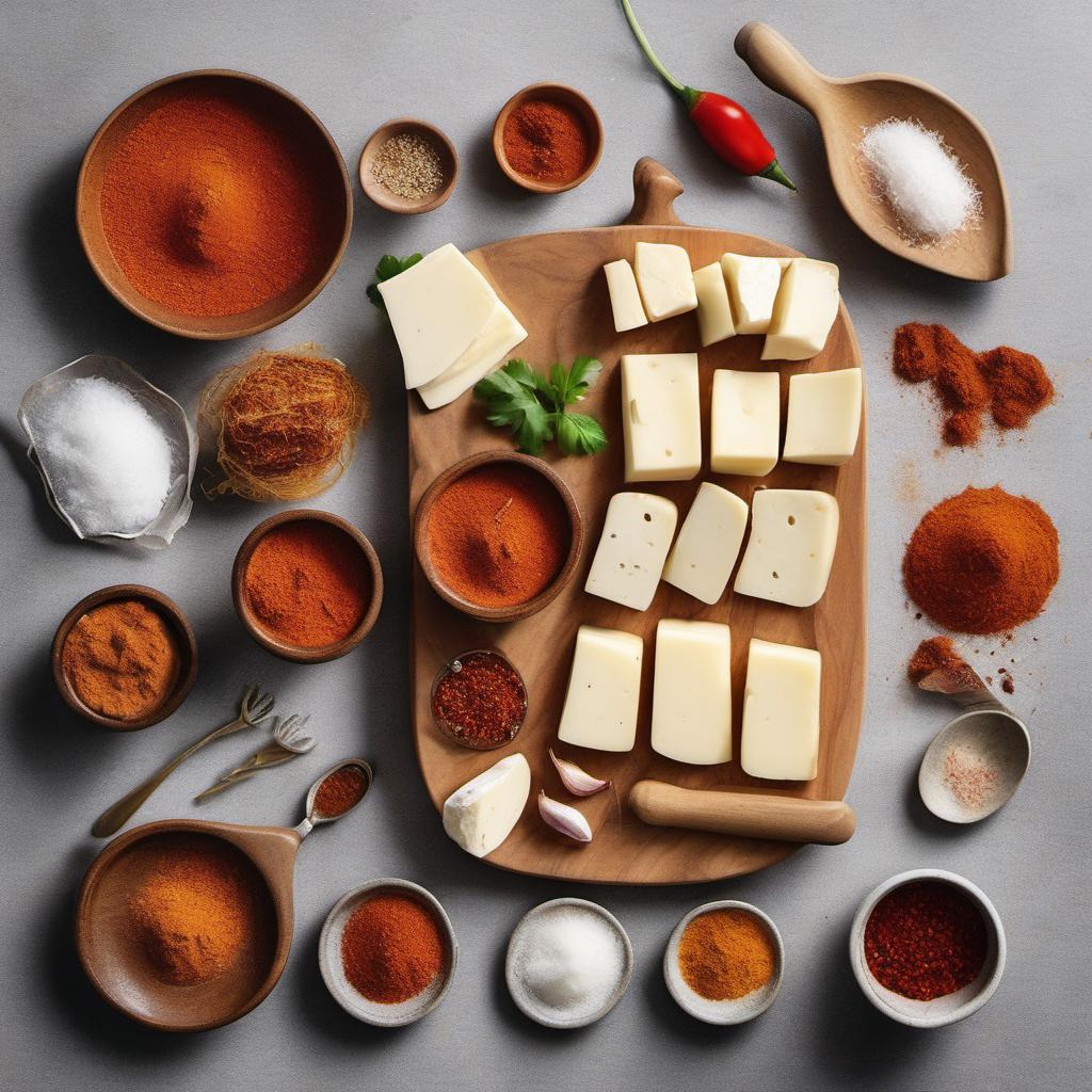 Items needed to answer the question, How do I spice up Halloumi Fries. Items include:  Halloumi cheese  Paprika  Cayenne pepper  Salt