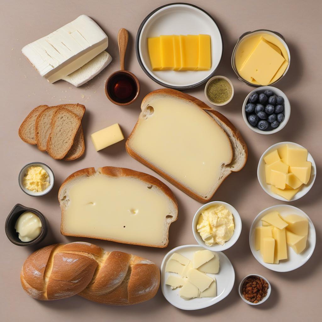 Items needed to answer the question, How do I make a gourmet grilled cheese sandwich. Items include:  bread  butter  cheese  fancy ingredients