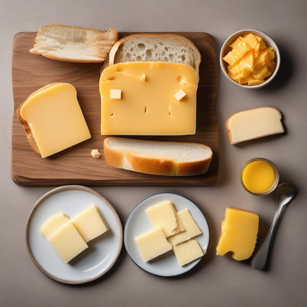 Items needed to answer the question, How do I make a kid-friendly grilled cheese sandwich. Items include:  Bread  Cheddar cheese  Butter