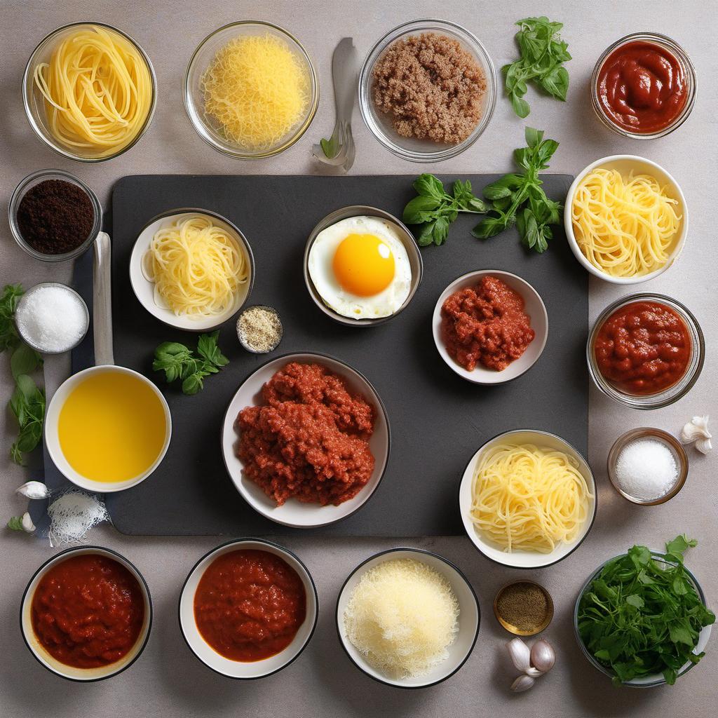 Items needed to answer the question, How do I make spaghetti and meatballs fun for the whole family. Items include:  Spaghetti  Ground Beef  Breadcrumbs  Grated Cheese  Egg  Tomato Sauce  Garlic Powder  Oregano  Salt and Pepper