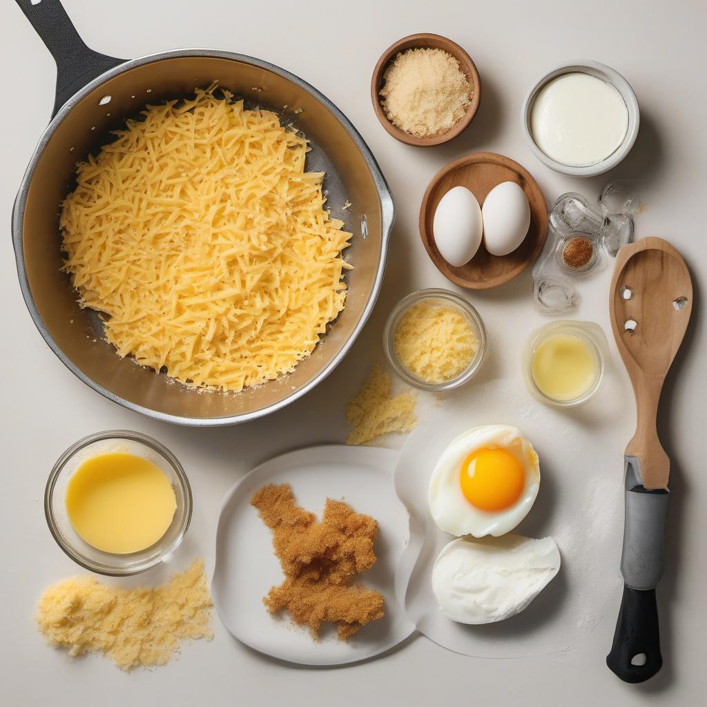 Items needed to answer the question, How do I make macaroni and cheese balls. Items include:  macaroni  butter  flour  milk  cheese  eggs  breadcrumbs  oil
