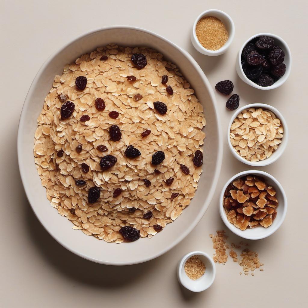 Items needed to answer the question, How do I prepare a Warm Oatmeal with Brown Sugar and Raisins Breakfast Bowl. Items include:  rolled oats  water  salt  brown sugar  raisins