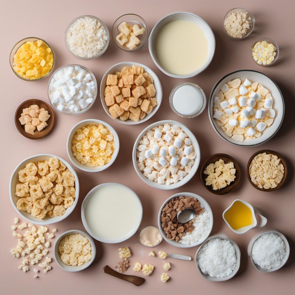 Items needed to answer the question, How do I make Rice Krispie Treats ice cream. Items include:  Butter  Mini Marshmallows  Rice Krispies Cereal  Heavy Cream  Whole Milk  Granulated Sugar  Salt  Optional Mix-Ins