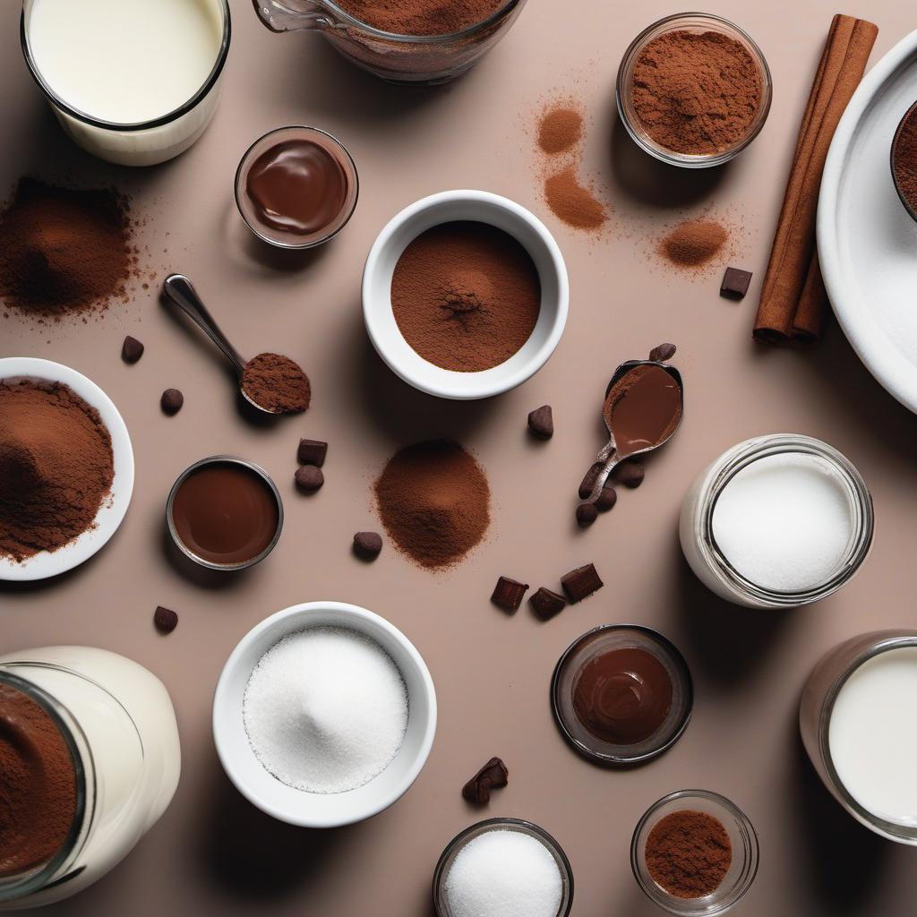 Items needed to answer the question, How do I prepare hot chocolate. Items include:  milk  cocoa powder  sugar  vanilla extract  salt