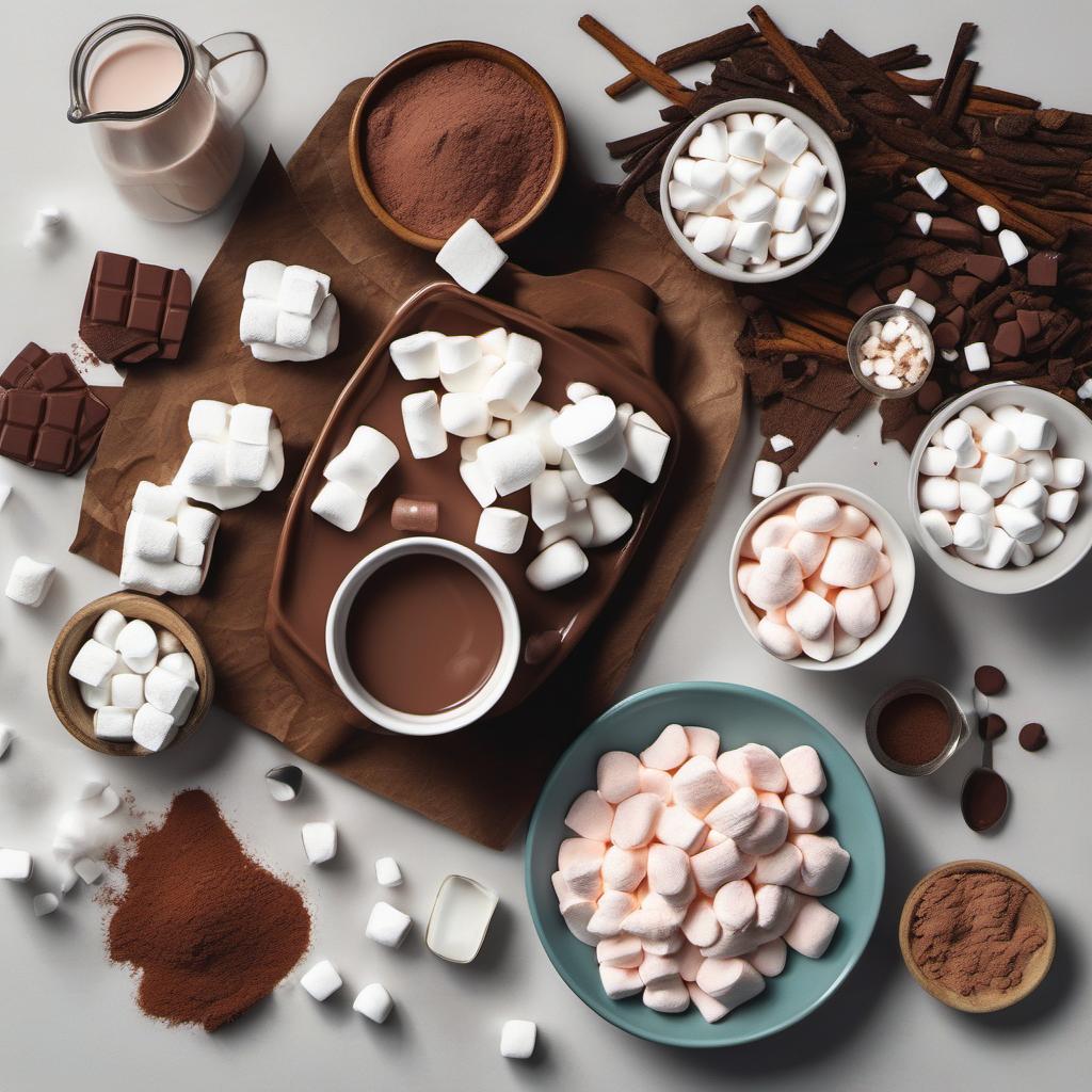 Items needed to answer the question, How do I add a twist to my classic hot cocoa with marshmallows. Items include:  Hot cocoa mix  Milk  Marshmallows  Flavor twist ingredient(s)