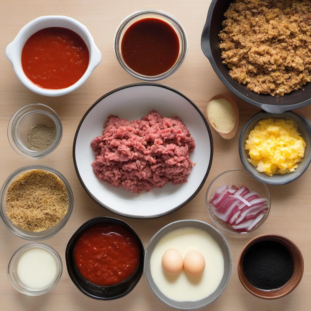Items needed to answer the question, How do I create the ultimate meatloaf sandwich. Items include:  Ground beef  Breadcrumbs  Milk  Onion  Egg  Ketchup  Worcestershire sauce  Garlic powder  Dried oregano  Salt  Black pepper  Bread  Mayo  Cheese