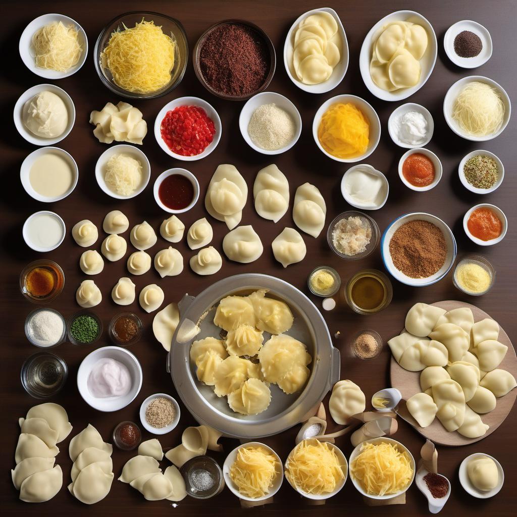 Items needed to answer the question, How do I jazz up my Pierogi filling. Items include:  Pierogi dough  Base filling ingredients  Extra flavor ingredients  Cheese  Sweet filling ingredients  Toppings