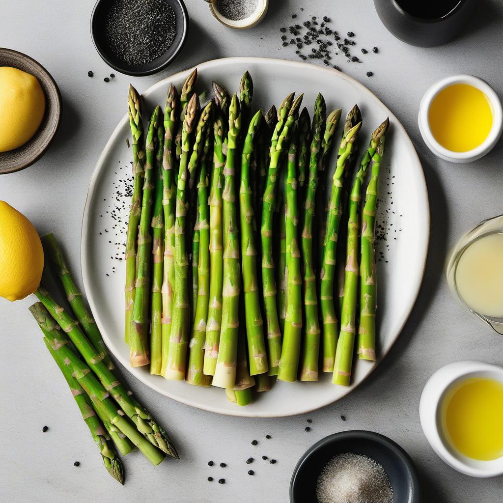 Items needed to answer the question, How do I transform my asparagus into a gourmet delight with Hollandaise Sauce. Items include:  Asparagus spears  Unsalted butter  Large egg yolks  Lemon juice  Salt  Freshly ground black pepper