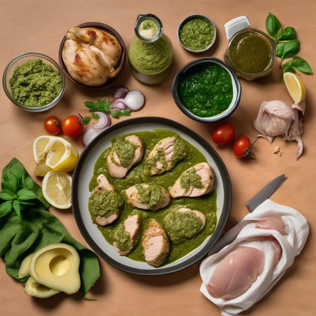 Items needed to answer the question, How do I prepare Pesto Genovese chicken skewers. Items include:  Pesto Genovese sauce  Boneless, skinless chicken breasts