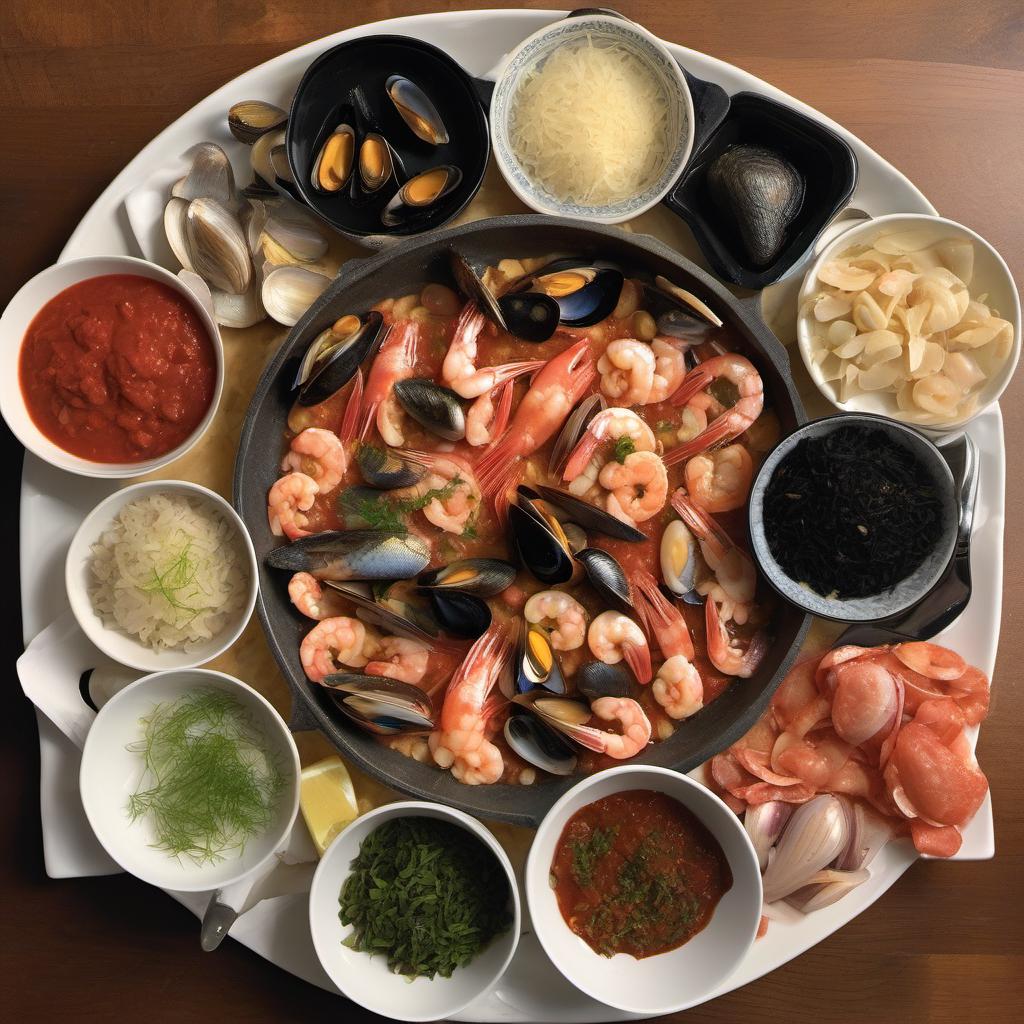 Items needed to answer the question, How do I perfect the art of Bouillabaisse. Items include:  Fish fillets  Shrimp  Mussels  Onions  Fennel bulb  Garlic cloves  Tomatoes  Tomato paste  Fish stock  White wine  Spices (thyme, bay leaves, saffron)  Fresh herbs (parsley, basil)  Salt and pepper  Crusty bread  Rouille