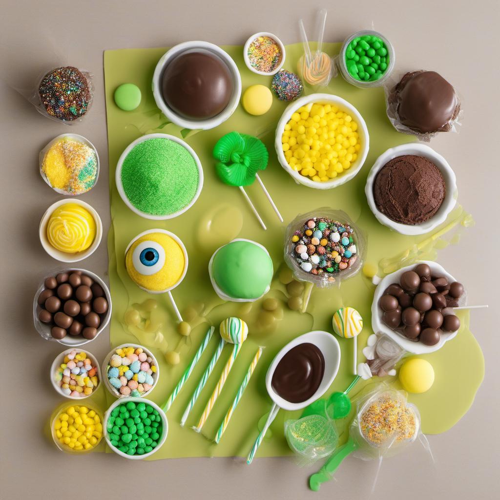 Items needed to answer the question, How do I host a Dino Egg Cake Pops baking party. Items include:  Frosting  Cake mix  Lollipop sticks  Candy melts (green, yellow, brown)  Candy eyeballs  Dinosaur-themed decorations