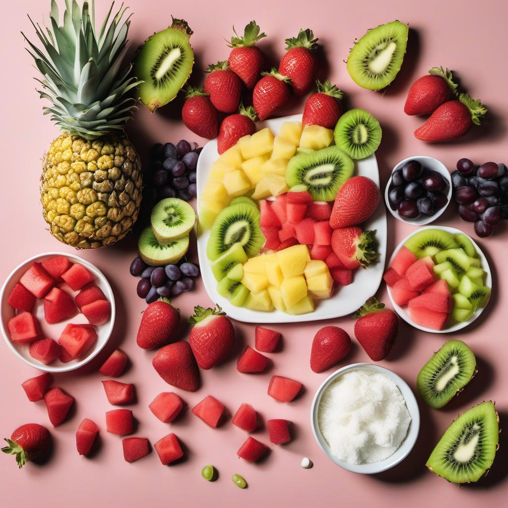 Items needed to answer the question, How do I impress my friends with Alien Fruit Kabobs. Items include:  Fresh Pineapple Chunks  Kiwi Slices  Watermelon Balls  Grapes  Strawberries  Skewers