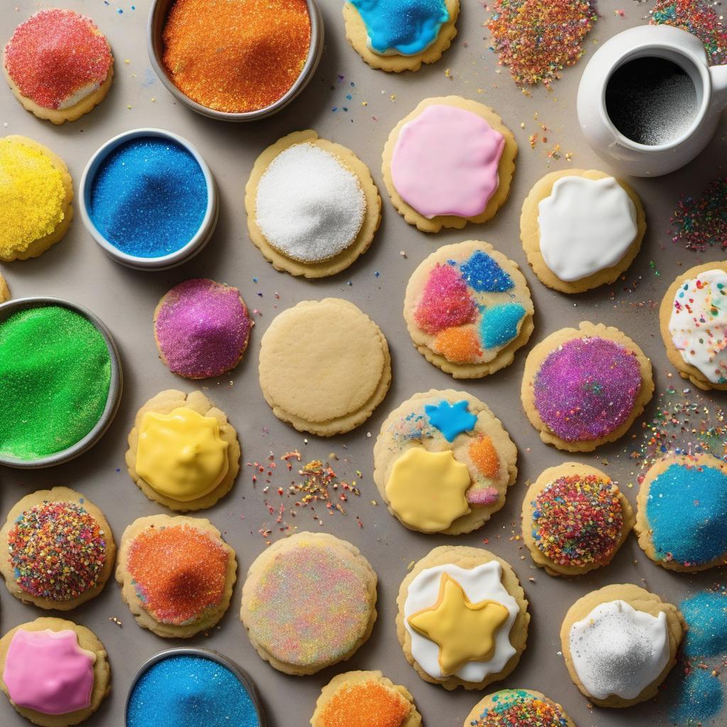 Items needed to answer the question, How do I decorate Power Shield Cookies. Items include:  Shield-shaped sugar cookies  Powdered sugar  Milk  Vanilla extract  Food coloring  Colorful sprinkles  Edible glitter