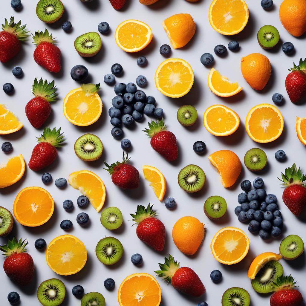 Items needed to answer the question, How do I make a Rainbow Fruit Platter. Items include:  Strawberries  Oranges  Pineapple  Kiwis  Blueberries  Grapes