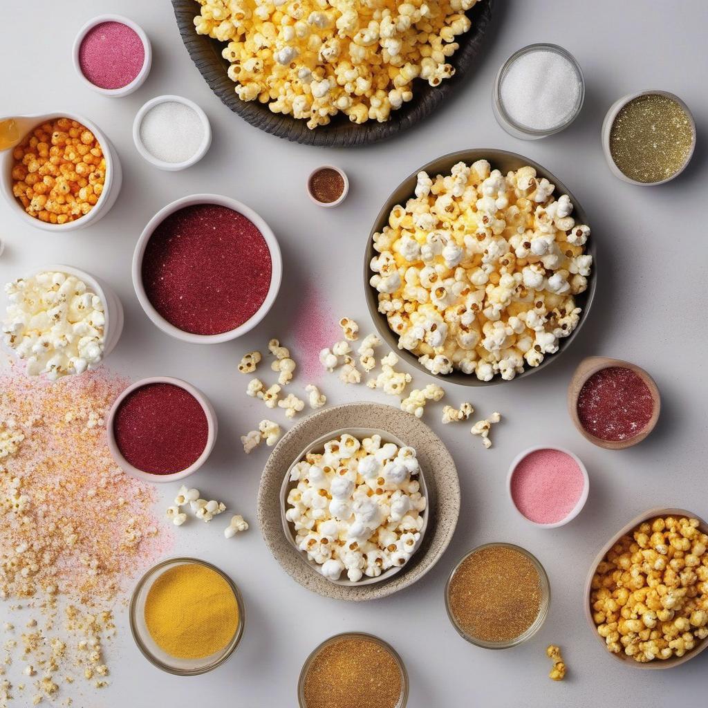 Items needed to answer the question, How do I make Fairy Dust Popcorn with edible glitter. Items include:  Popcorn  Edible glitter  Optional: Powdered sugar, powdered fruit drink mix, or flavored salts