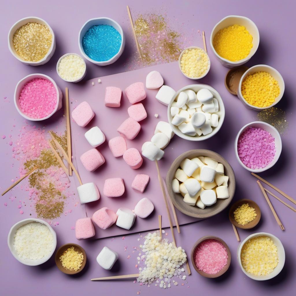 Items needed to answer the question, How do I craft Fairy Dust Marshmallow Wands. Items include:  Marshmallows  Wooden skewers  White chocolate chips  Edible glitter or colored sugar sprinkles  Cooking oil spray or vegetable oil