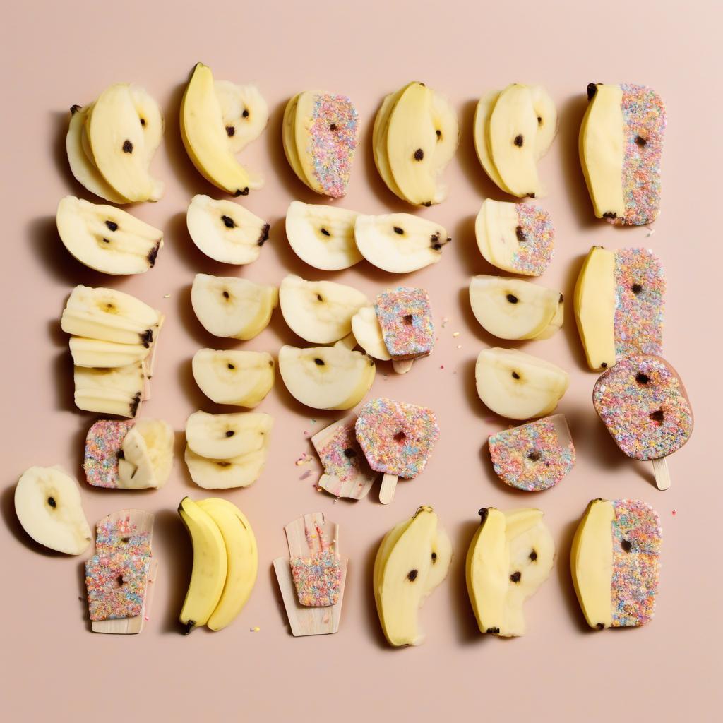Items needed to answer the question, How do I customize Ghost Banana Pops. Items include:  Bananas  Popsicle Sticks  White Chocolate or Candy Melts  Decorations (Sprinkles, Edible Eyes, etc.)