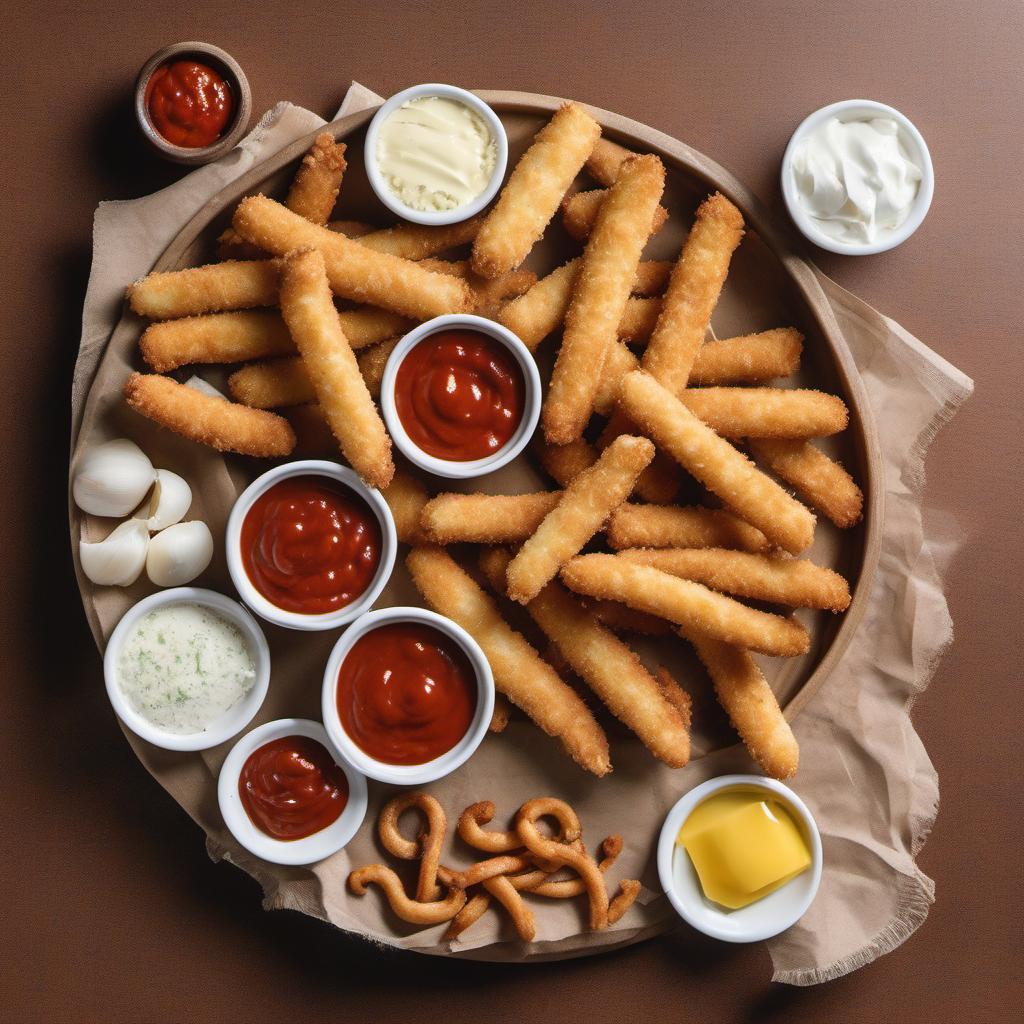 Items needed to answer the question, How do I cook Broomstick Cheese Stick appetizers. Items include:  mozzarella cheese sticks  pretzels  butter  garlic powder  marinara sauce