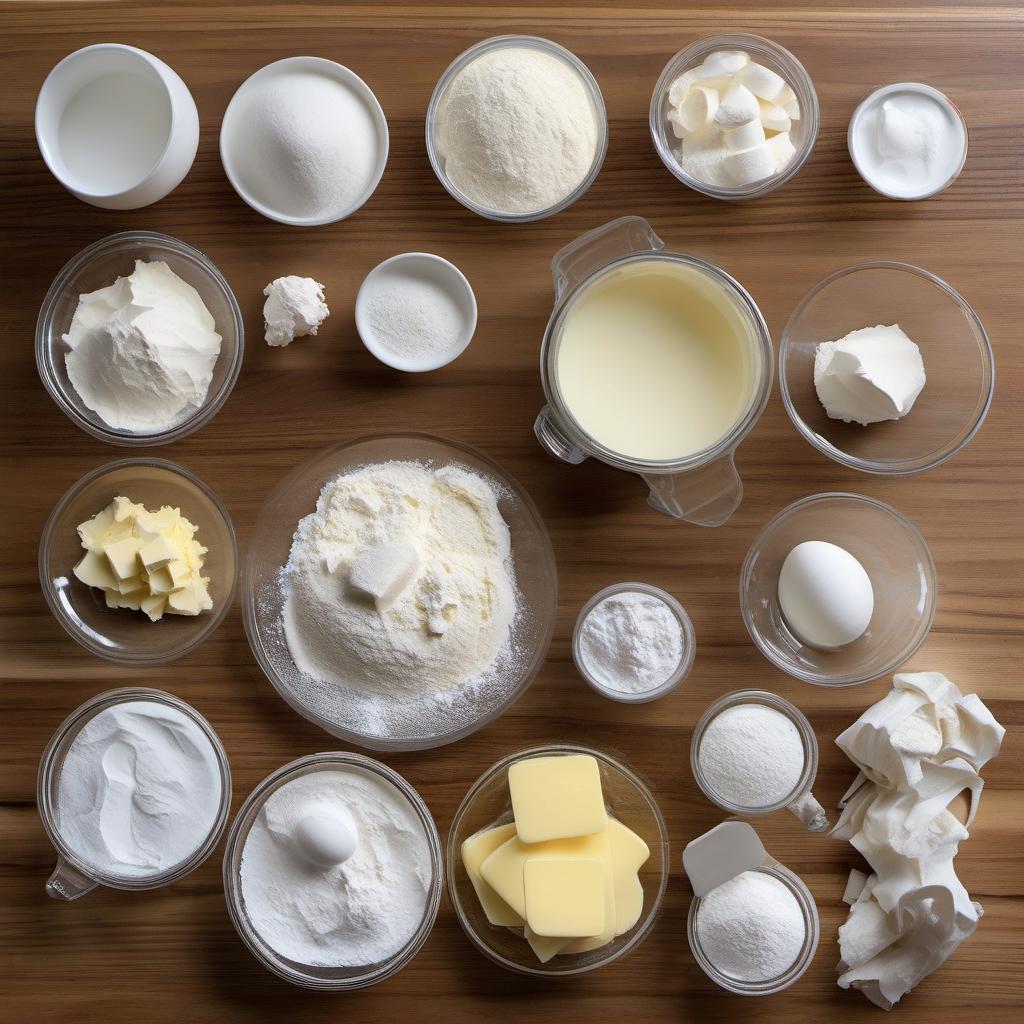 Items needed to answer the question, How do I create Bone Meringue Stick Cupcakes. Items include:  Flour  Sugar  Baking powder  Salt  Butter  Milk  Vanilla extract  Rolled fondant  Egg whites  Sugar for meringue