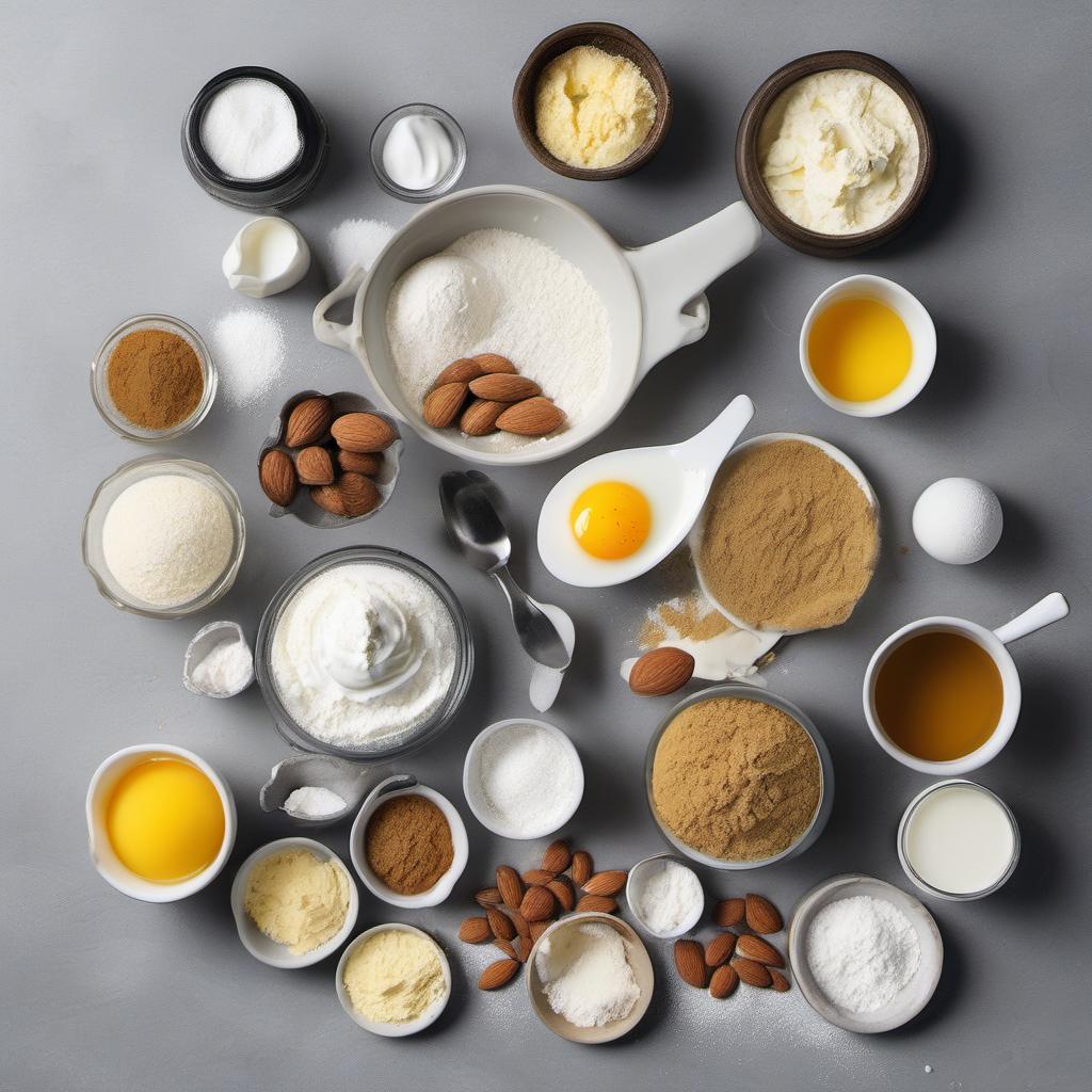 Items needed to answer the question, How do I create caramel macarons. Items include:  Almond flour  Powdered sugar  Egg whites  Granulated sugar  Heavy cream  Butter