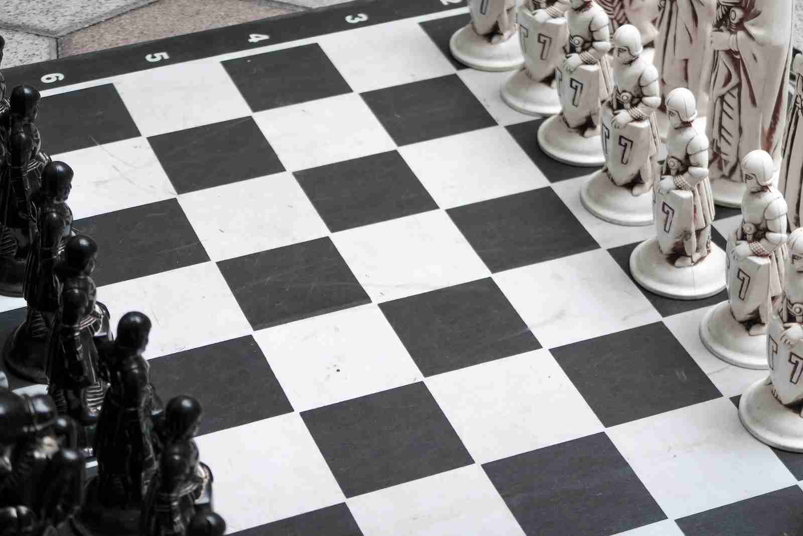 chessboard with chess pieces