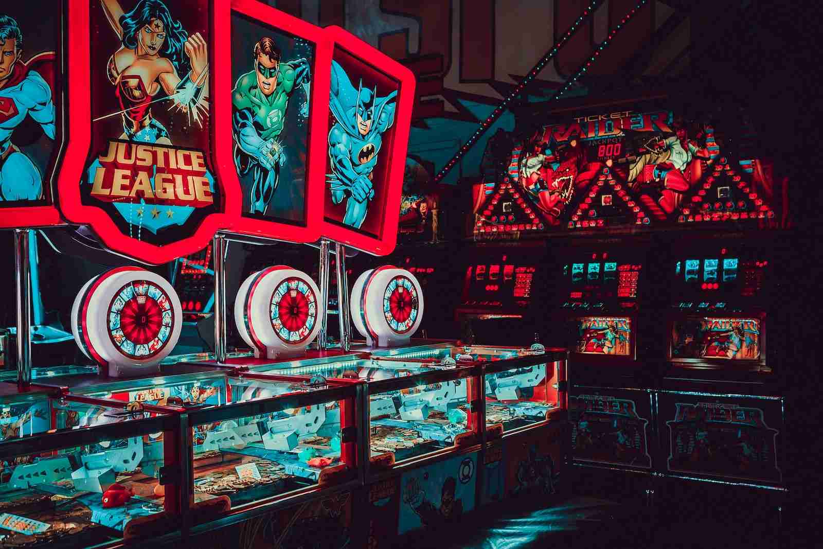 Photo by Carl Raw Justice League themed arcade room