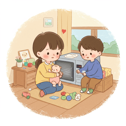 How can I keep my child safe around a microwave oven to prevent burns?