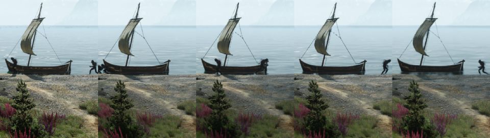 Detail - Porovnání nastavení DLSS s vypnutým Frame Generation - zleva FXAA, DLSS Quality, DLSS Balanced, DLSS Performance, DLSS Ultra Performance