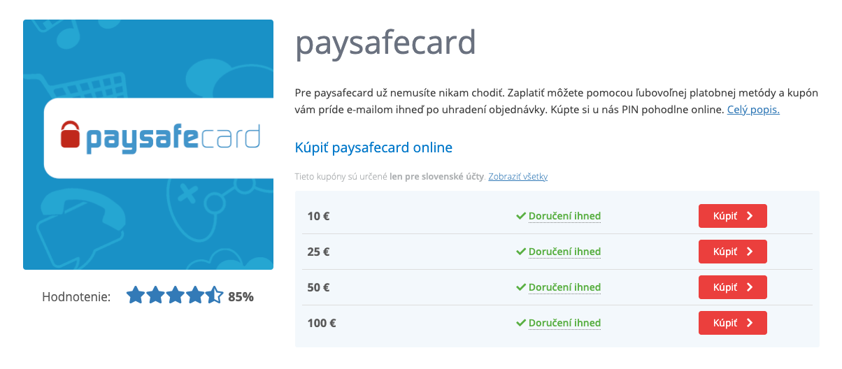 Paysafecard kupony zakoupíte online nově i na Slovensku