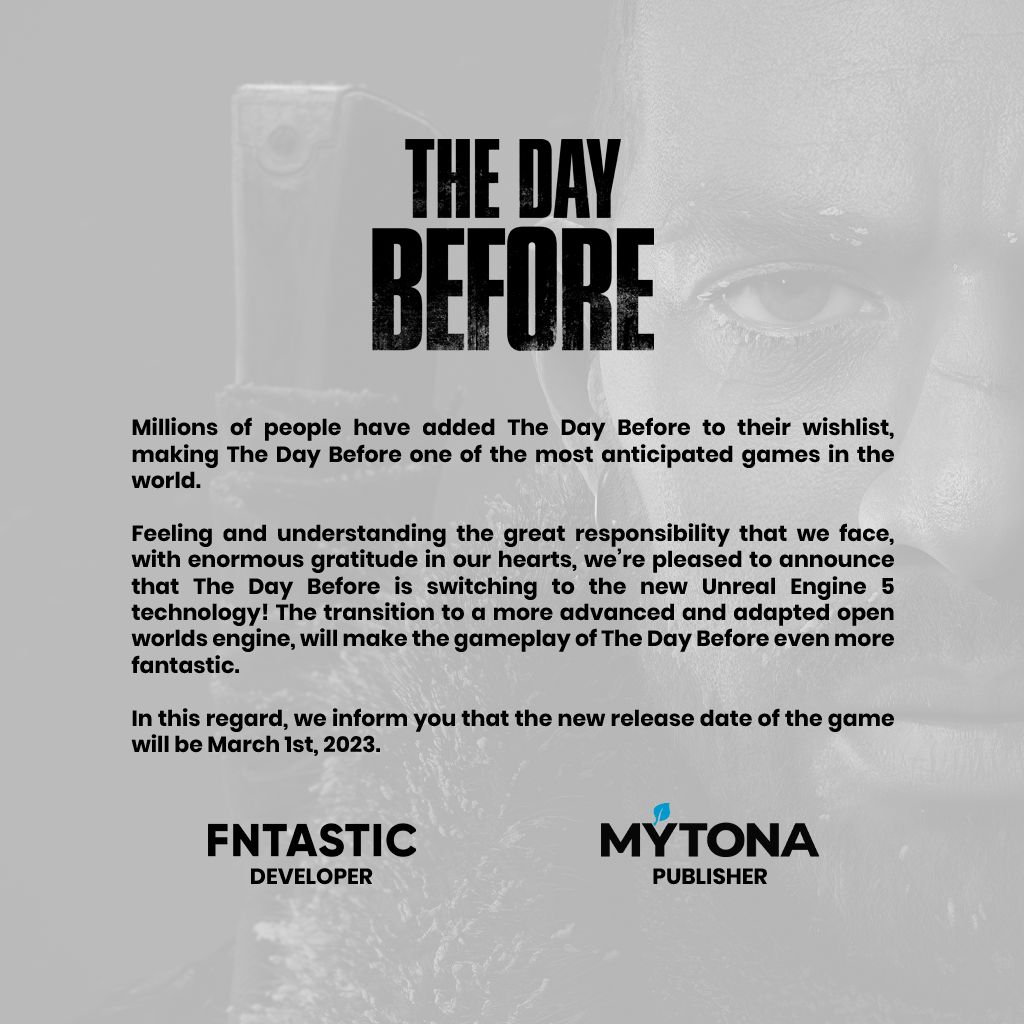 The Day Before přechází na Unreal Engine 5 a odkládá se na březen příštího roku