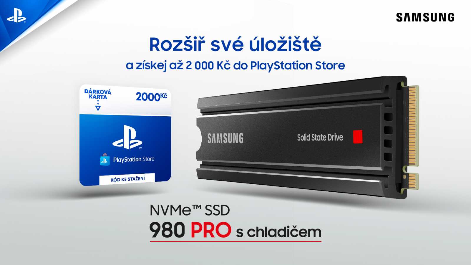 Samsung v prázdninové akci nabízí k rychlým SSD (nejen) do PlayStationu 5 až 2000 Kč do PS Storu