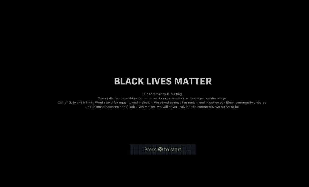 CoD zobrazuje vzkaz o Black Lives Matter