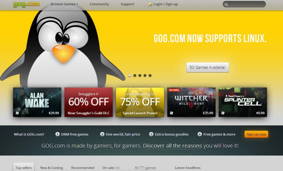 GOG.com oficiálně podporuje Linux