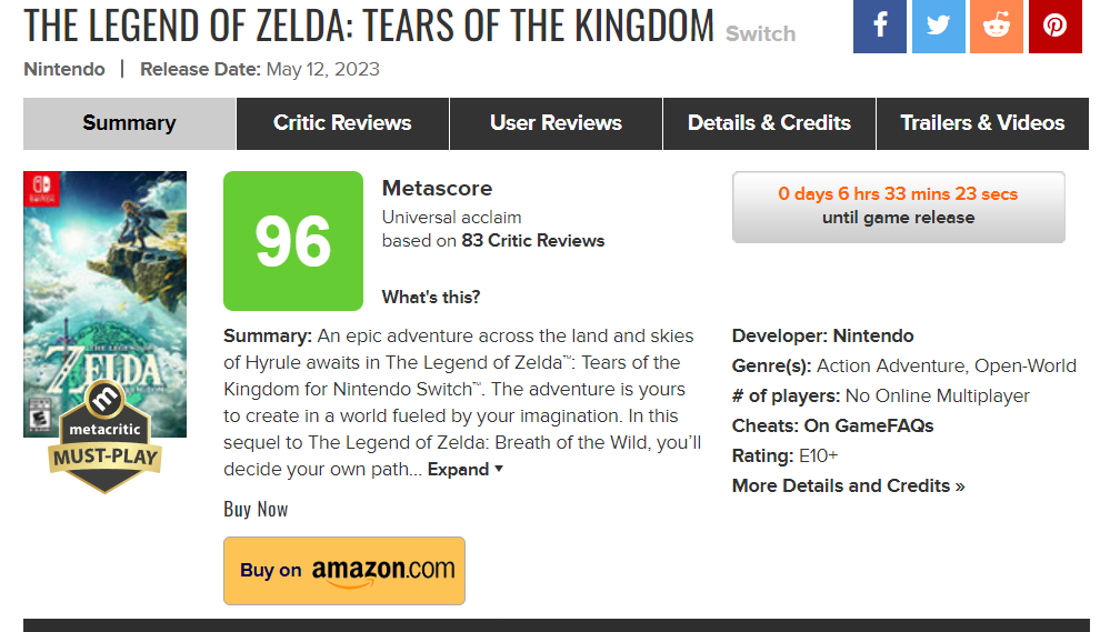 První recenze The Legend of Zelda: Tears of the Kingdom jsou tu. Podle nich jde o absolutní pecku