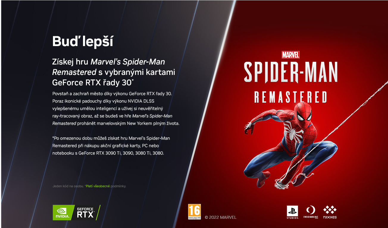 Získejte Spider-Mana s nákupem grafických karet GeForce RTX!