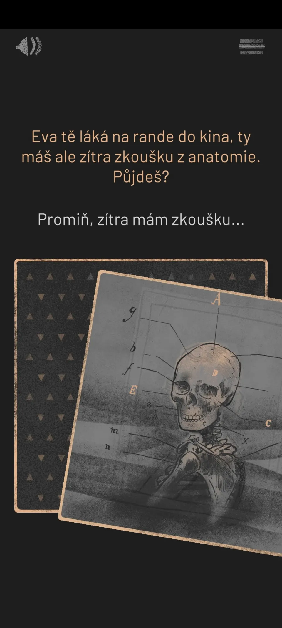 Originálním prvkem Train to Sachsenhausen je grafické zpracování karet, které před finálním rozhodnutím mění detaily. Zde například šťastná Eva v kině v kontrastu s učební pomůckou kostry, zobrazenou v případě odmítnutí Evy za účelem studia