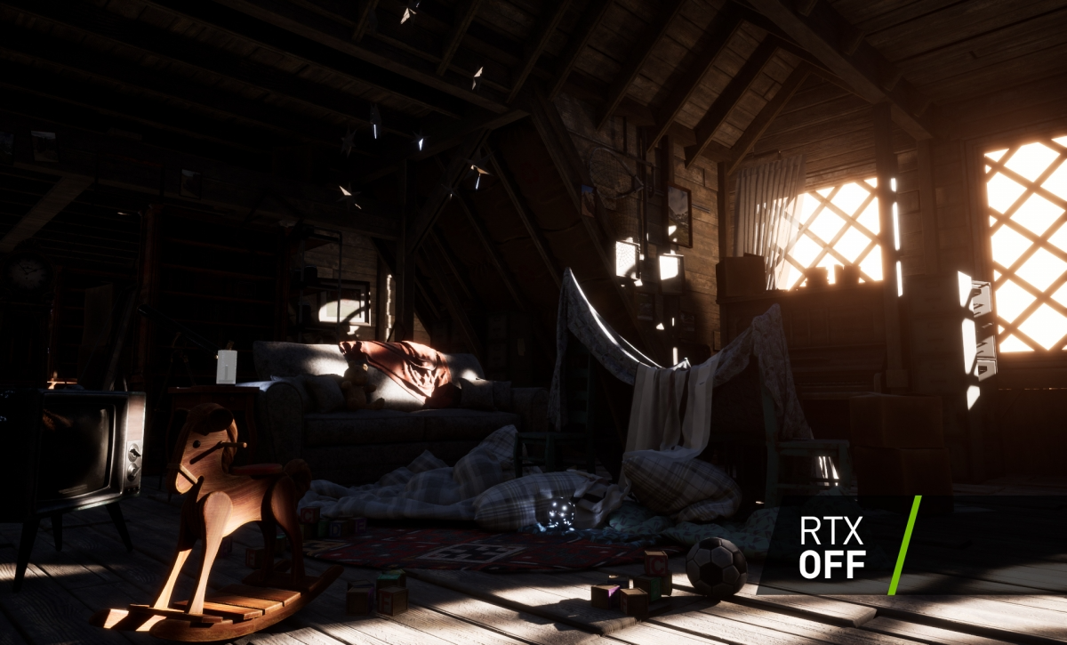 Přínos RTX Global Illumination je při porovnání viditelný na první pohled. Podobné technologie pracující s věrnou simulací světla již existují, jejich nároky na výkon jsou ovšem násobně vyšší.