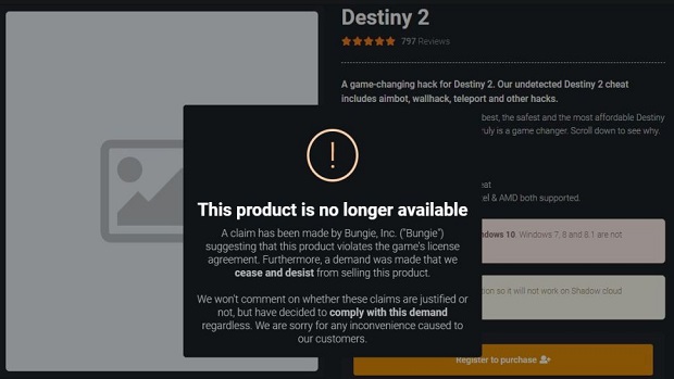 Bungie zasáhlo proti prodeji cheatů 