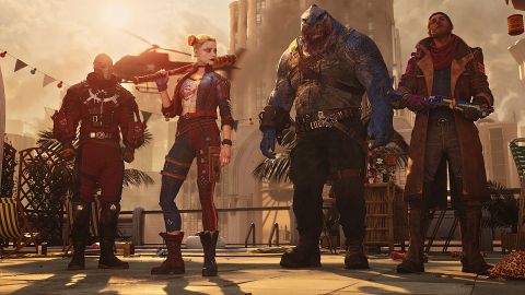 Uniklý obrázek ukazuje menu Suicide Squad. Obsahuje Battle Pass a řadu platidel